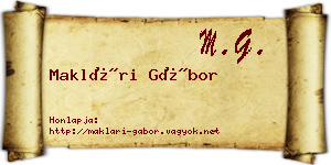 Maklári Gábor névjegykártya